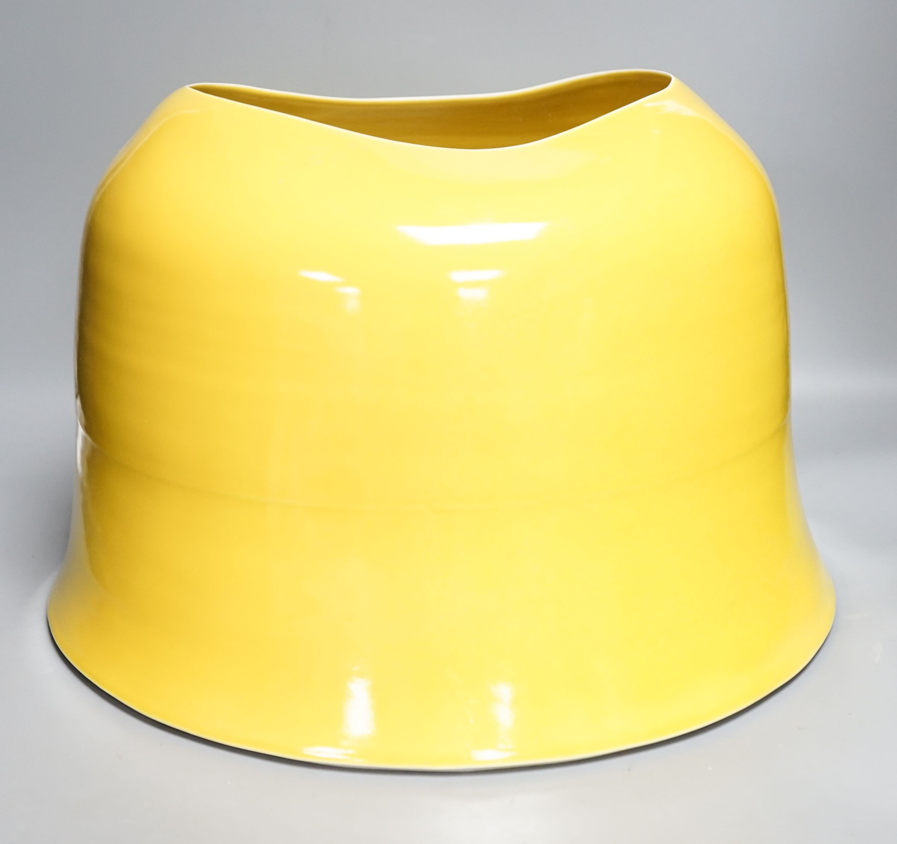 Tanya Gomez (b.1974), a large yellow glazed thrown porcelain vessel 40.5cm diameter